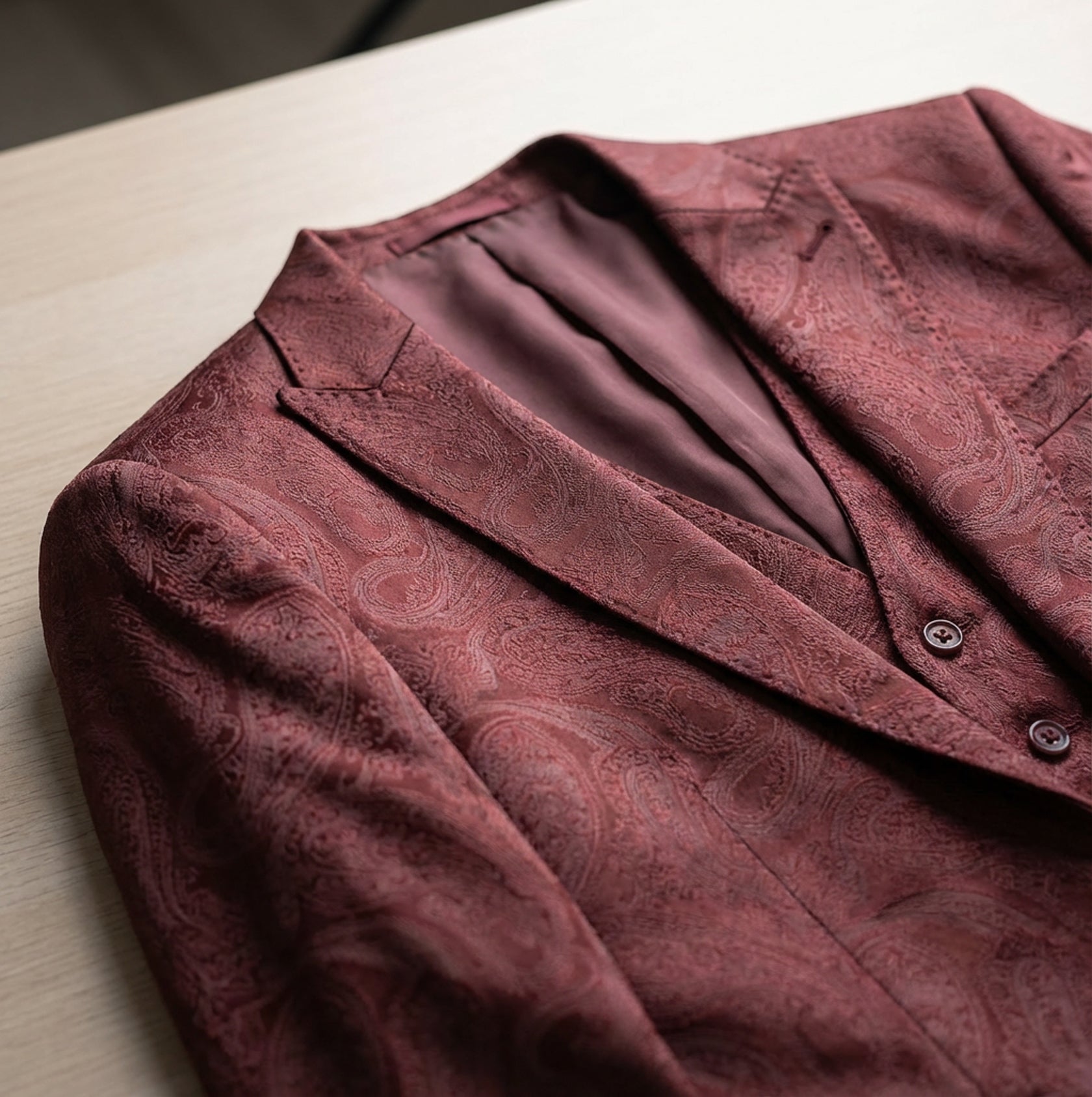Burgundy Velvet Paisley Suit