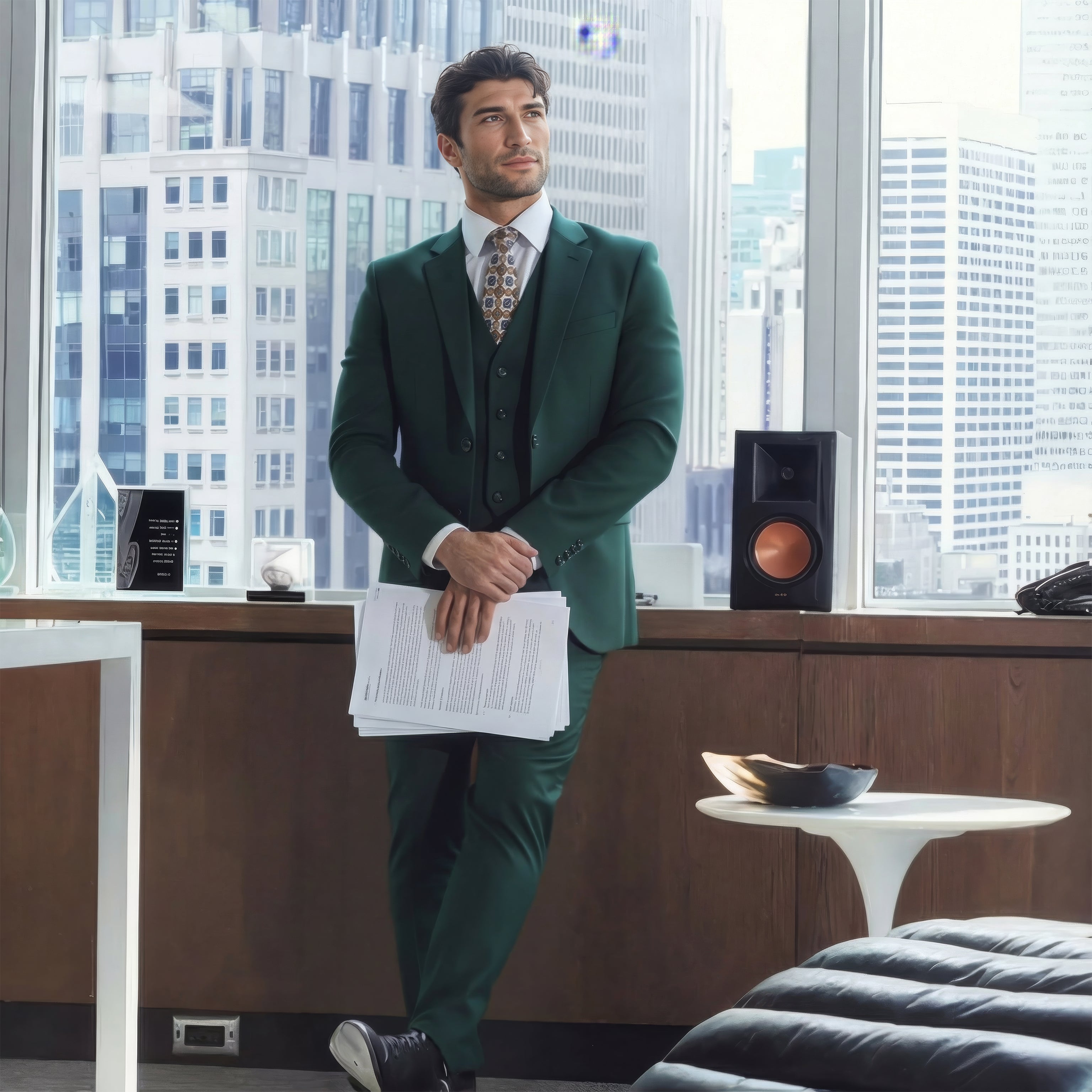 Dark Green Solid Suit