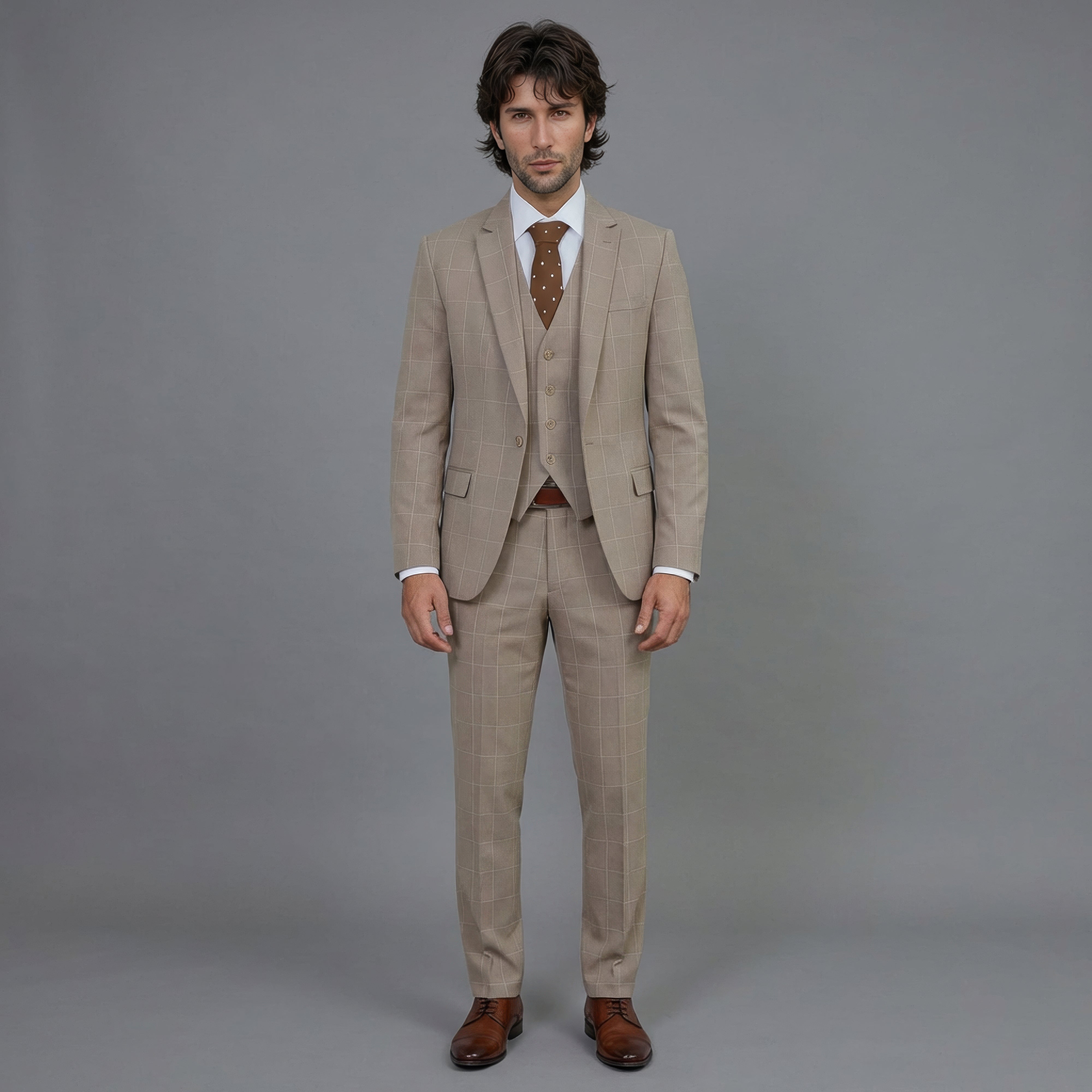 Plaid Beige Suit