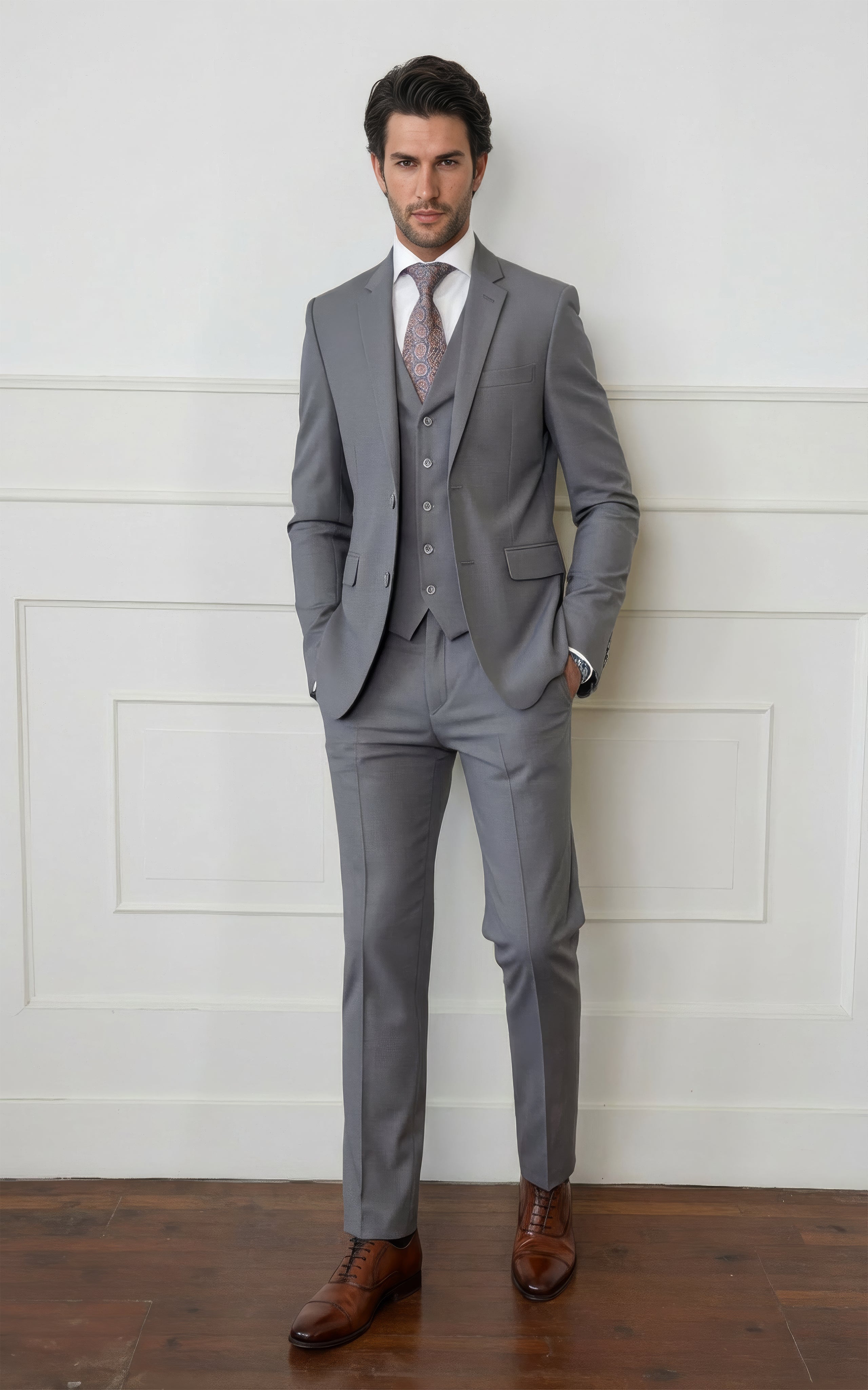 Gray Solid Suit