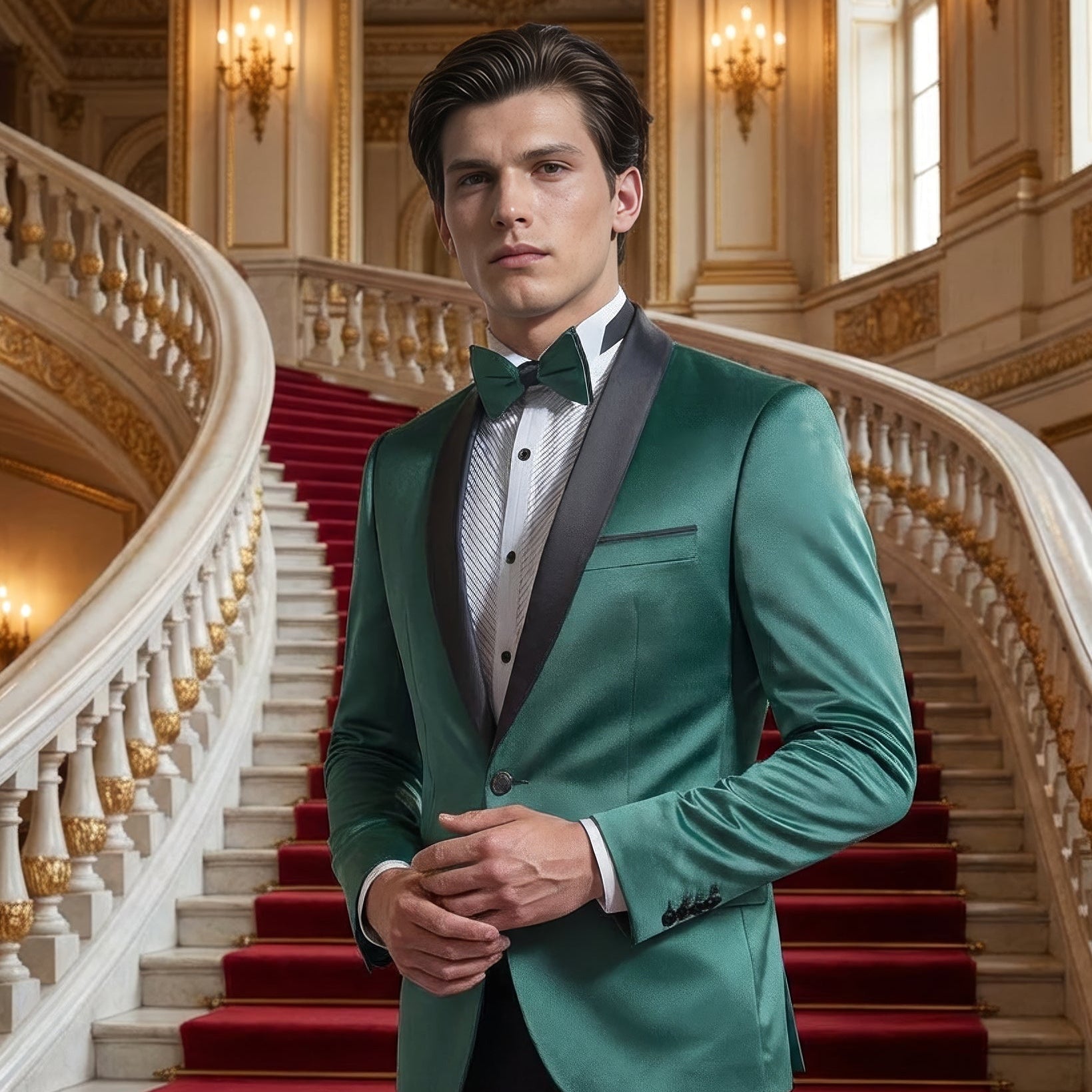 Shawl Lapel Green Velvet Tuxedo