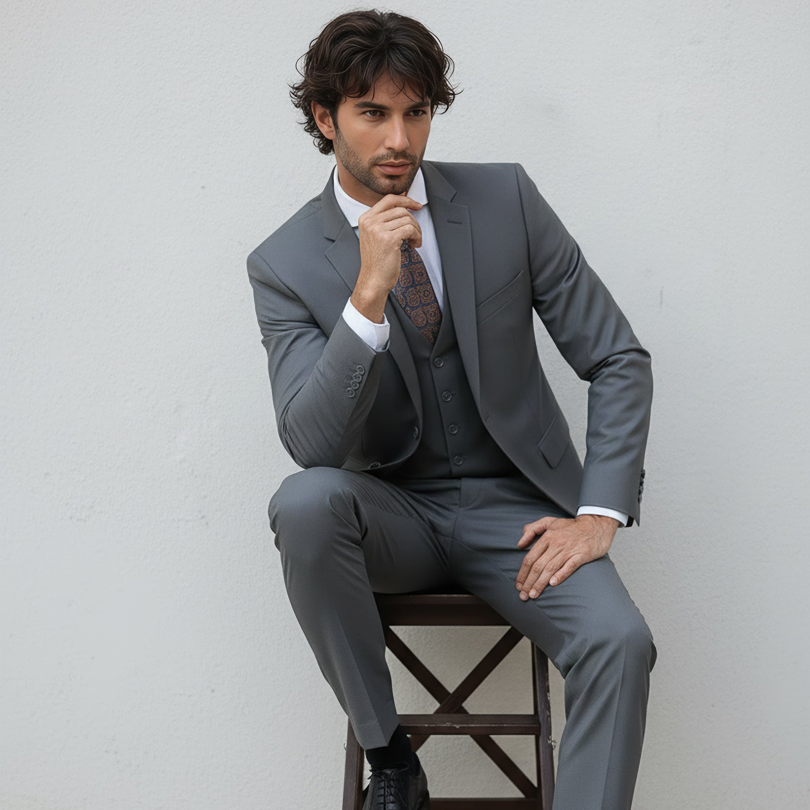 Gray Solid Suit
