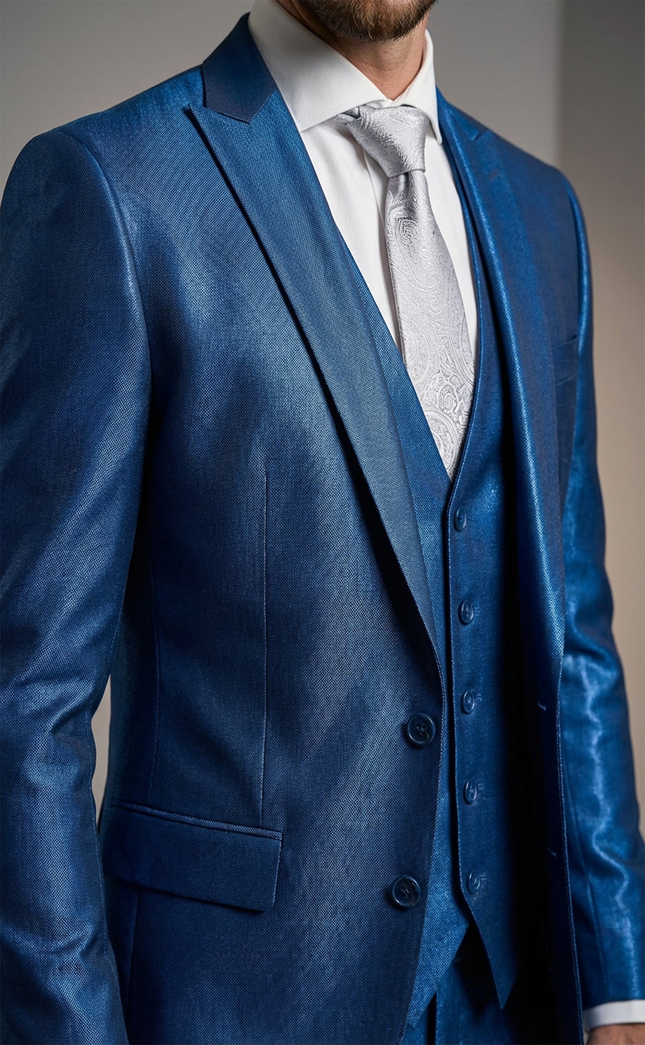 Indigo Blue Shark Skin Suit