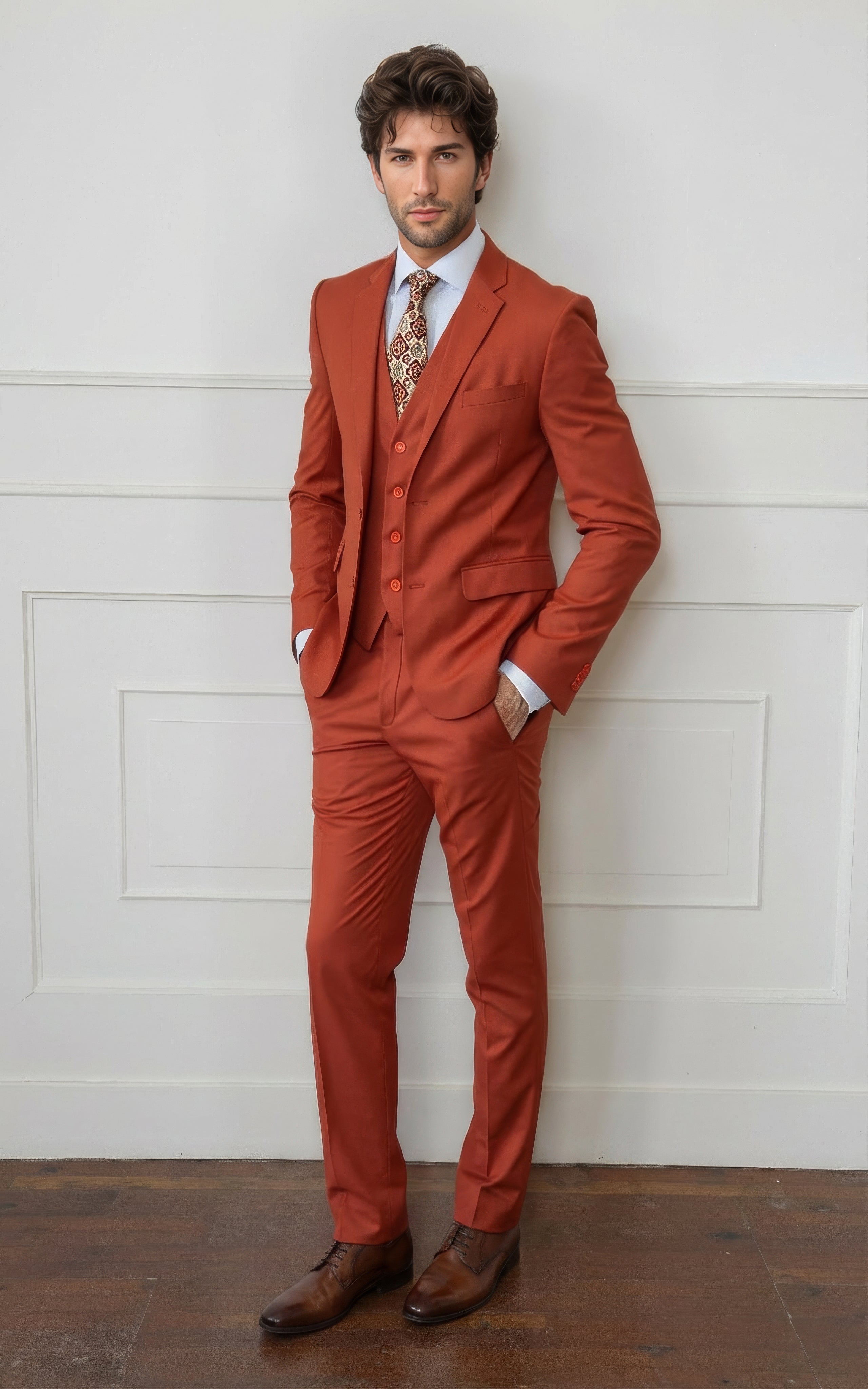 Light Burgundy Solid Suit