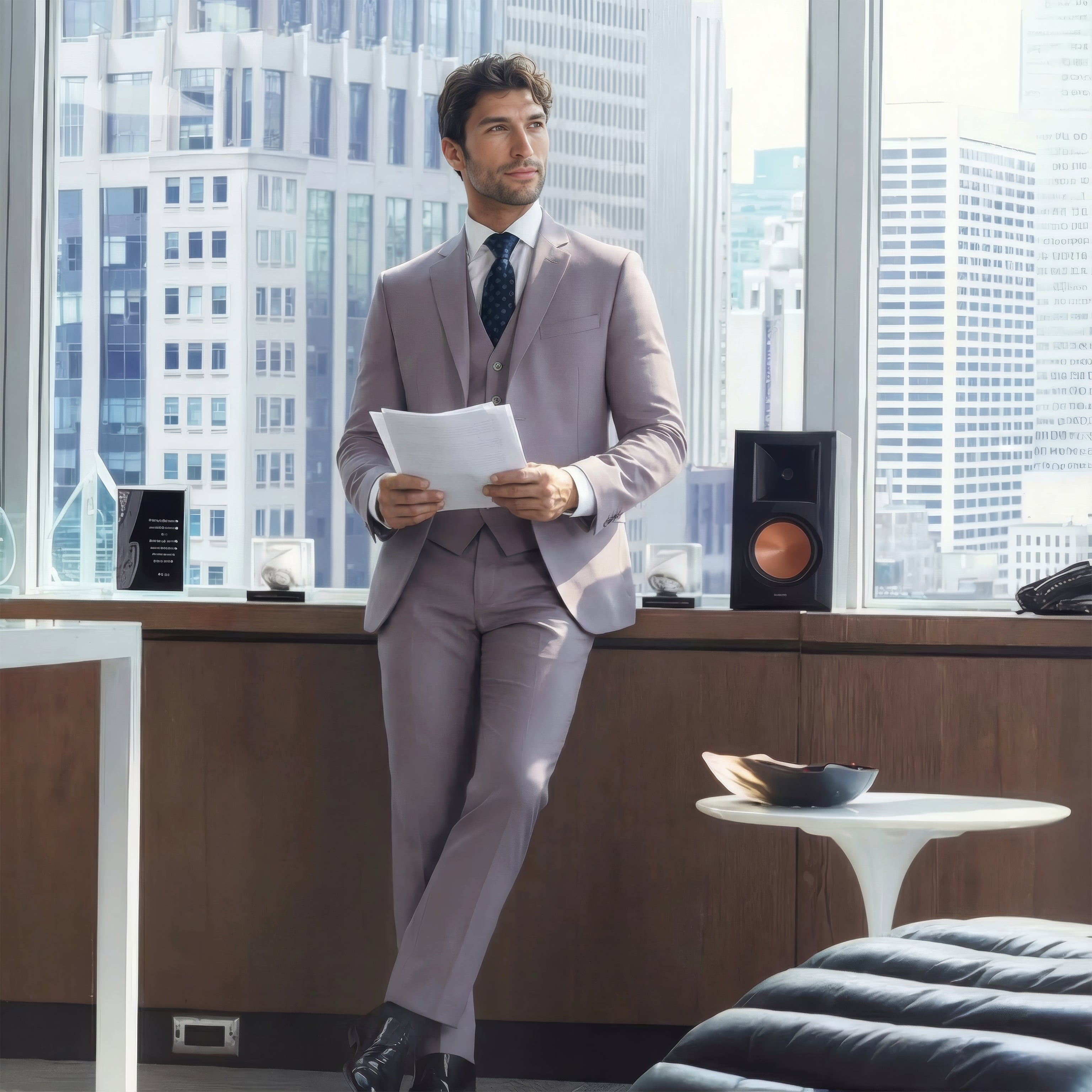 Gray Solid Suit