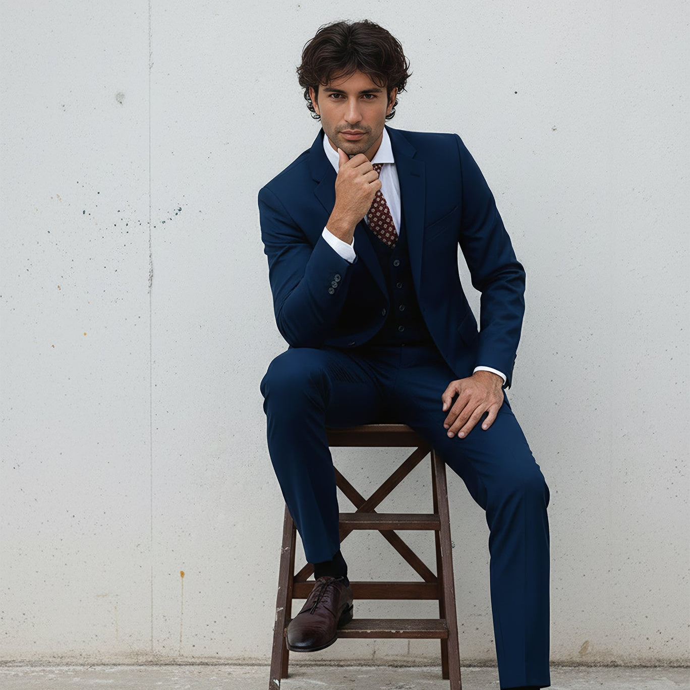 Navy Blue Solid Suit