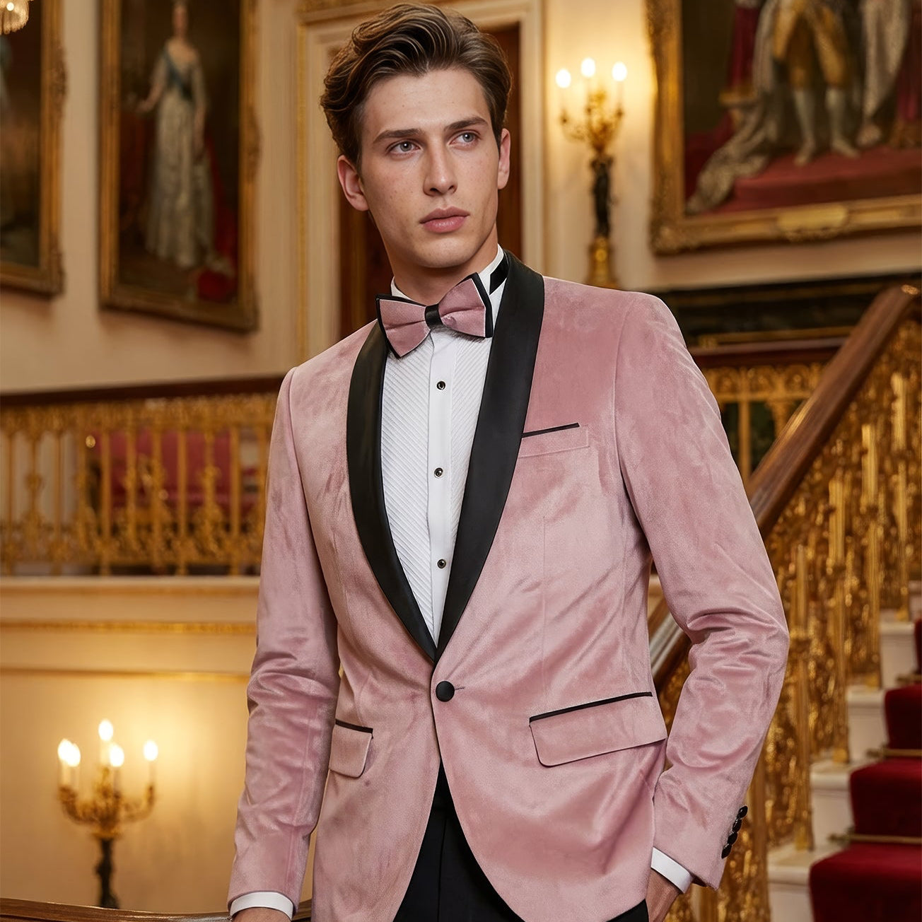 Shawl Lapel Dusty Rose Velvet Tuxedo