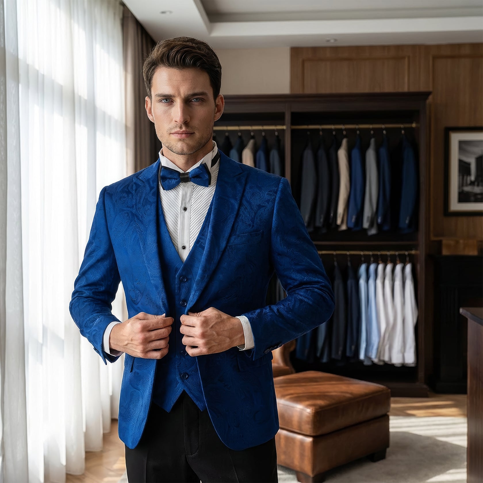 Royal Blue Velvet Paisley Suit